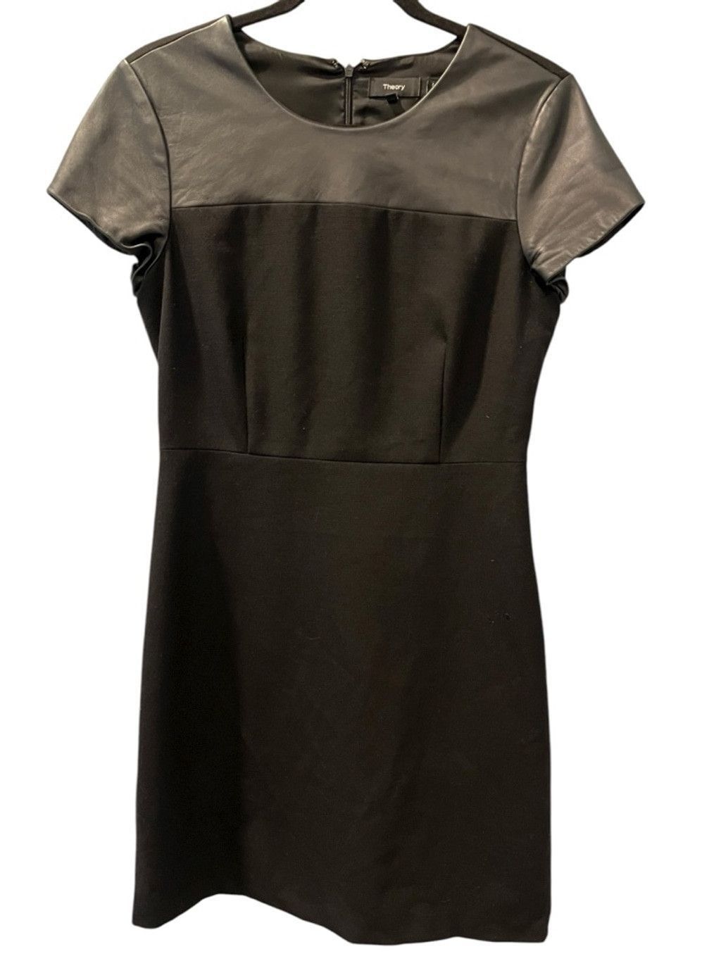 Theory Theory Ganiah Size 8 Wool Leather Black Dress Zip Up Work Size M / US 6-8 / IT 42-44 - 1 Thumbnail