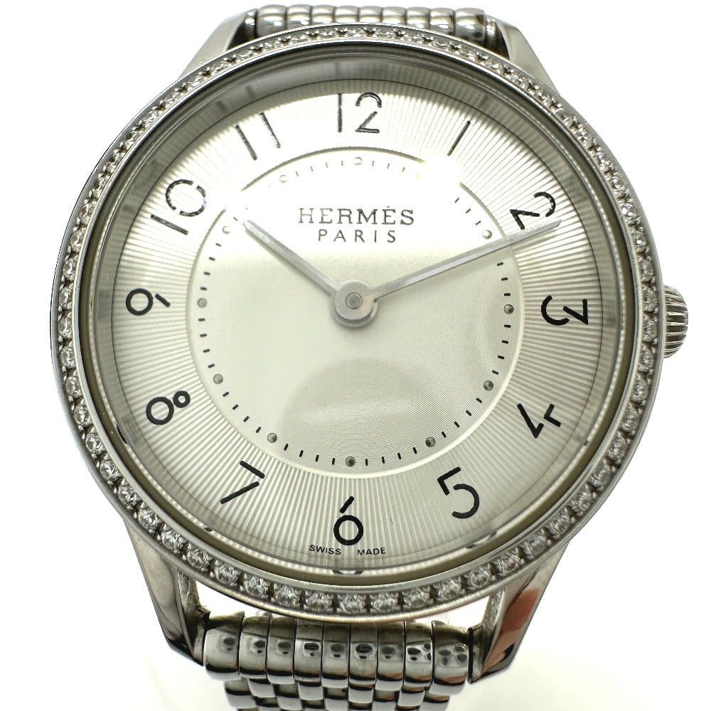 Hermes Hermes Slim De Diamond Bezel Quartz Wristwatch Ss Women Silver Size ONE SIZE - 1 Thumbnail