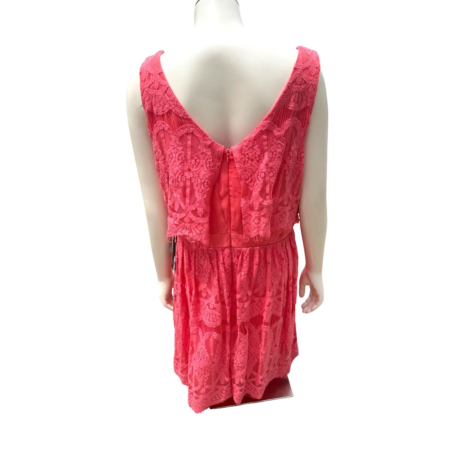 Other As U Wish NWT 13 Flirty Tiered Coral Lace Dress Open Back De Size XL / US 12-14 / IT 48-50 - 6 Thumbnail
