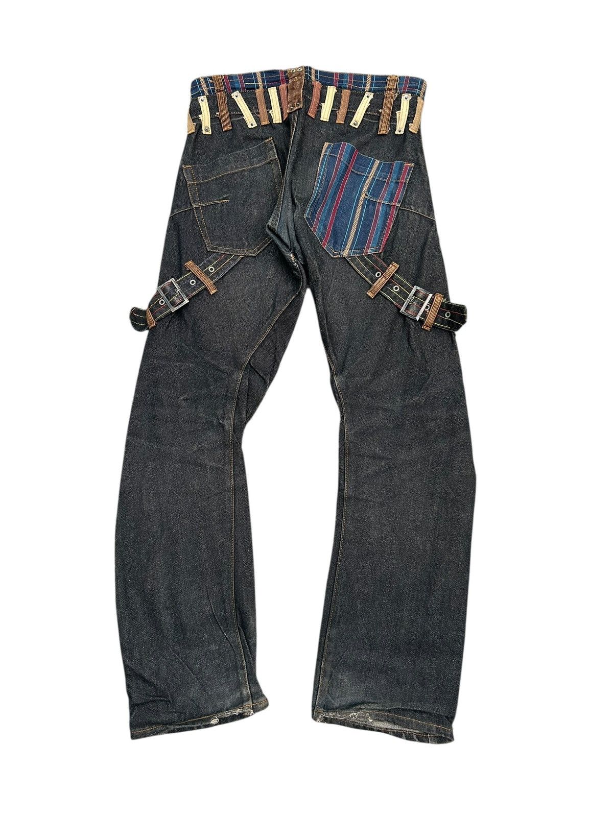 Japanese Brand × Kapital × Vintage Double Waist Japanese Punk Bondage Denim Jeans Size US 31 - 4 Thumbnail