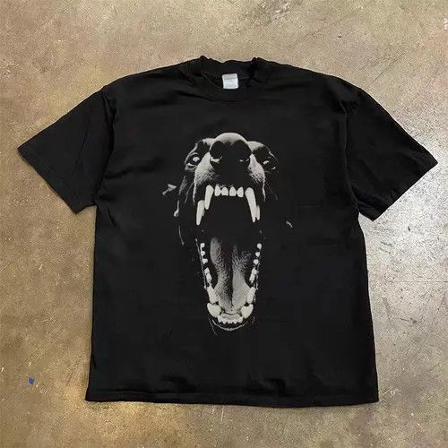 Japanese Brand Dark Style Doberman Print Casual Short Sleeve T-Shirt Size US L / EU 52-54 / 3 - 3 Thumbnail