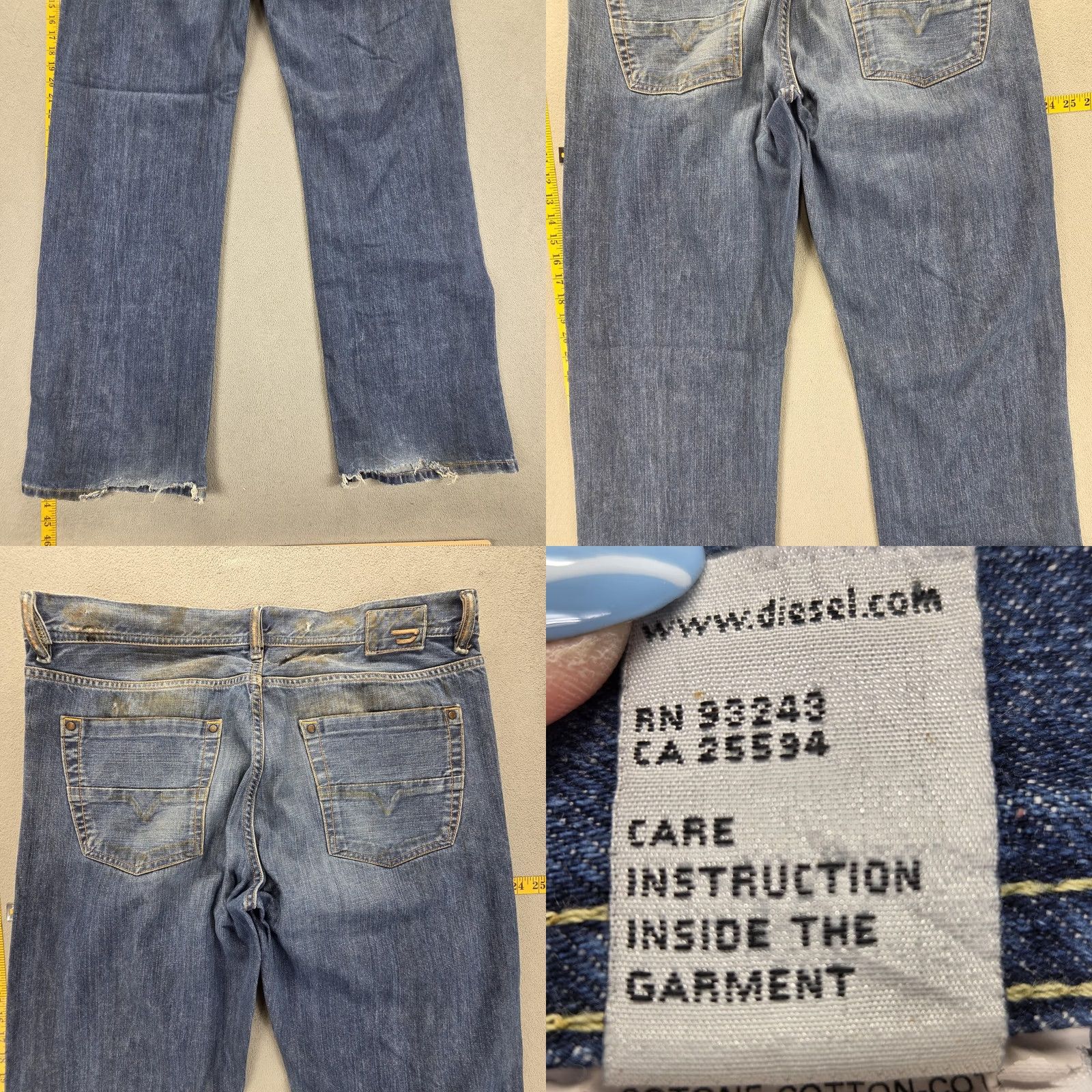 Diesel Diesel Jeans Mens 36x34 Blue Kuratt Relaxed Straight Button Fly Made Italy 0082H Size US 36 / EU 52 - 10 Thumbnail