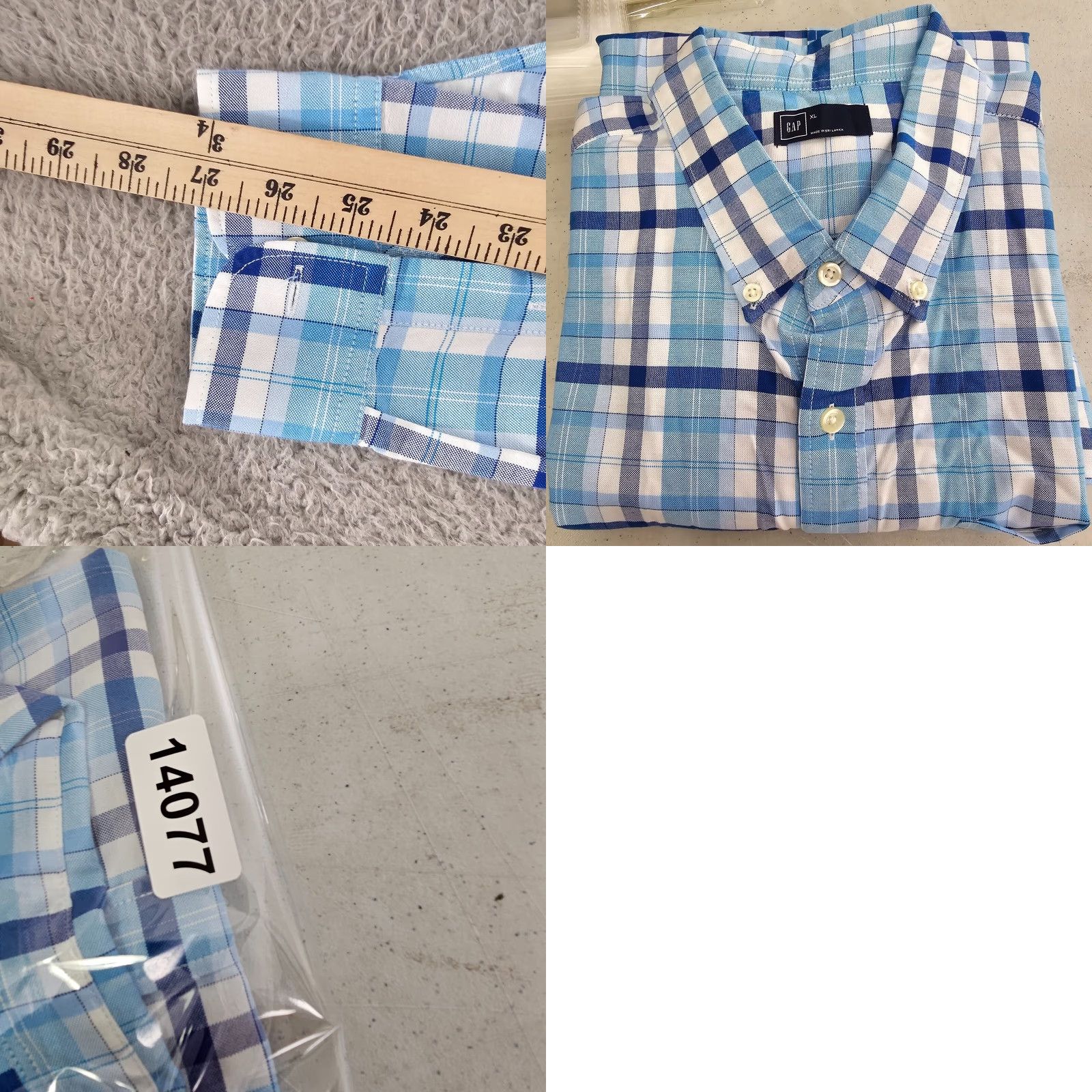Gap GAP Shirt Mens XL Blue Check Knit Casual Button Up Long Sleeve Cotton Size US XL / EU 56 / 4 - 8 Thumbnail