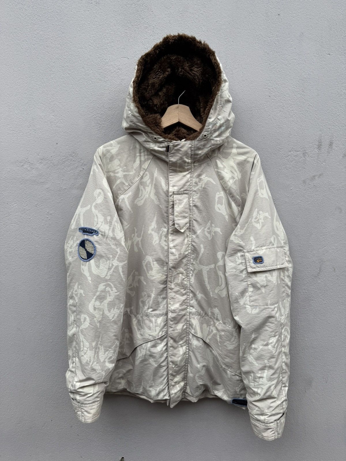 Quiksilver × Vintage Vintage 90s QUIKSILVER Fullprint Logo Gorpcore Jacket Size US L / EU 52-54 / 3 - 1 Thumbnail