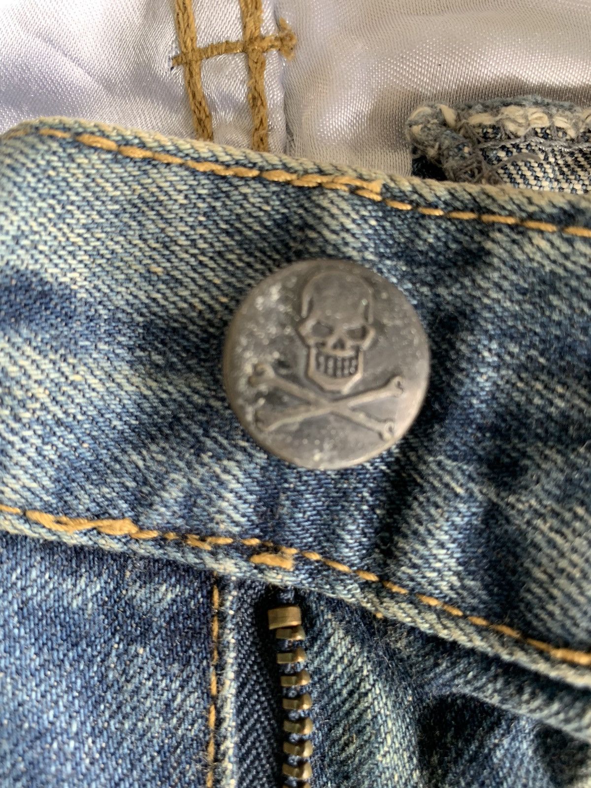 Tornado Mart Army Of No! Skull Punk Style Japanese Distressed Denim🎌☠️ Size US 29 - 25 Thumbnail
