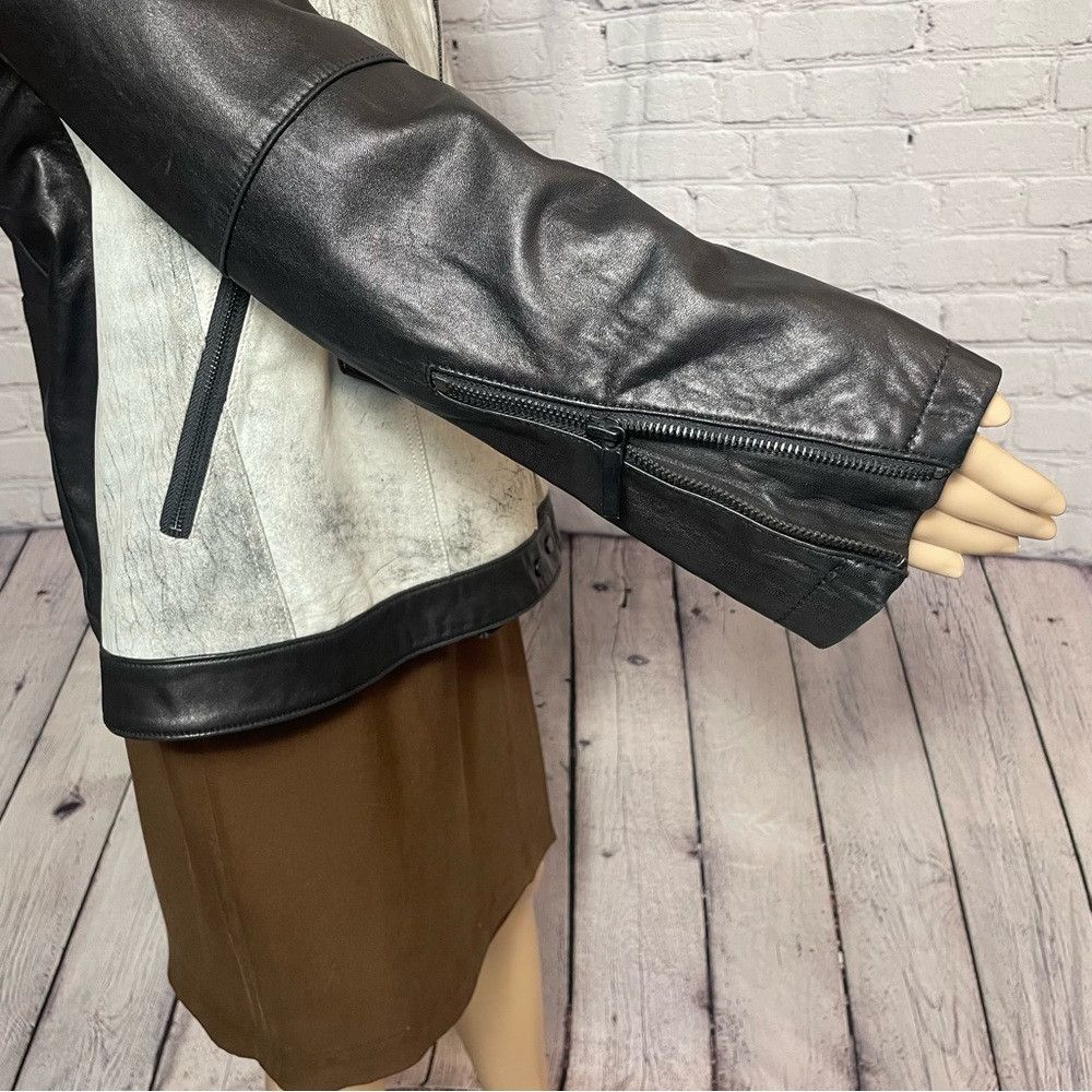 Other Bernardo Moto Leather Black Grey Jacket Size L Size L / US 10 / IT 46 - 4 Thumbnail