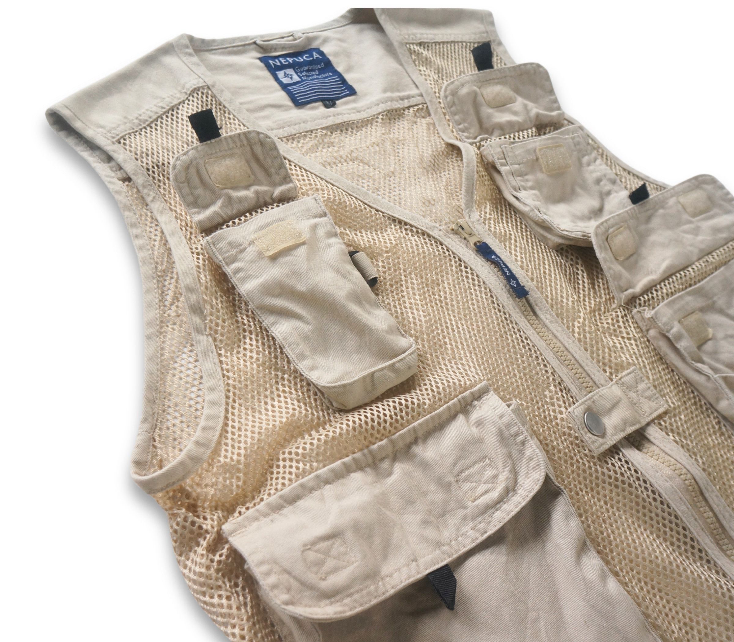Japanese Brand Nepuca Multi-Pockets Beige Mesh Vest Size US M / EU 48-50 / 2 - 4 Thumbnail