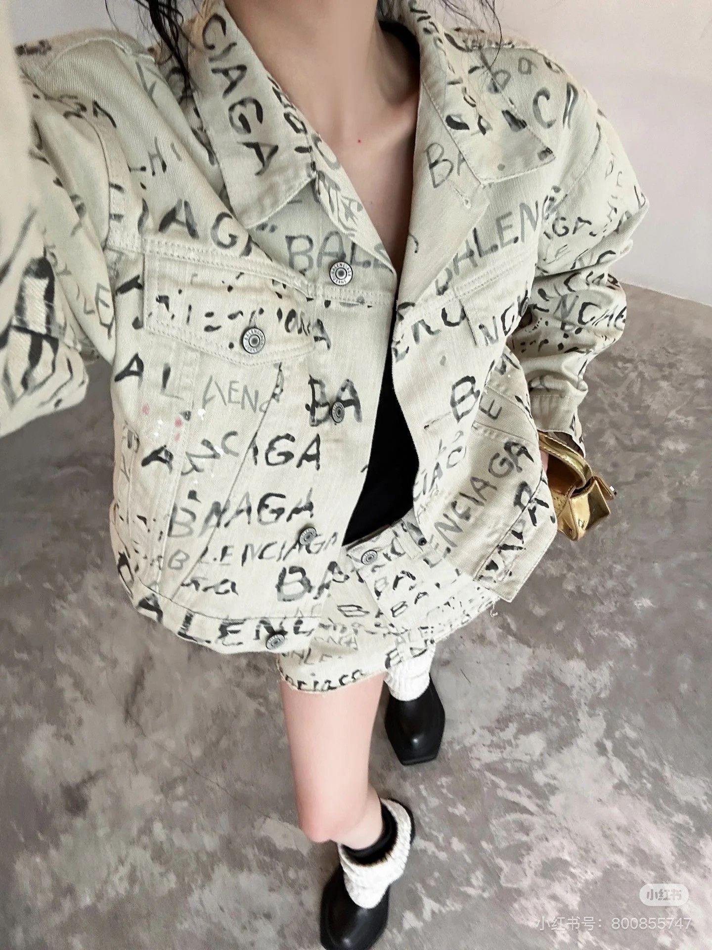 Balenciaga Balenciaga 24 White Graffiti Full Letter Logo Denim Jacket Size US M / EU 48-50 / 2 - 8 Thumbnail
