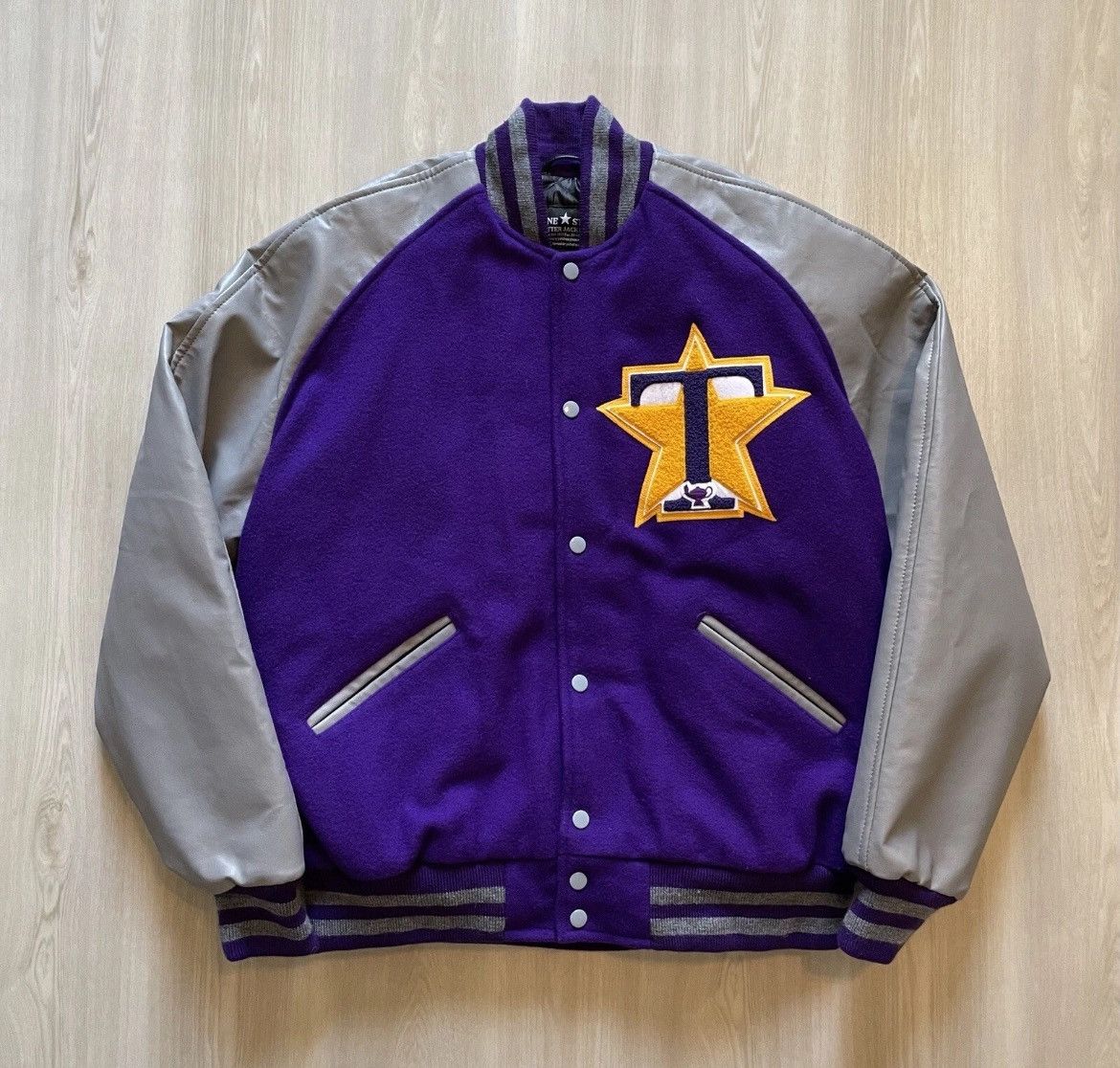 Vintage Vintage Lone Star Letter Jacket Purple Woolblend LSU Mens XL Size US XL / EU 56 / 4 - 1 Thumbnail