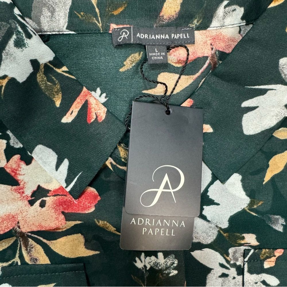 Adrianna Papell NWT New $89 Adrianna Papell Floral Long Sleeve Front Tie Gr Size L / US 10 / IT 46 - 8 Thumbnail