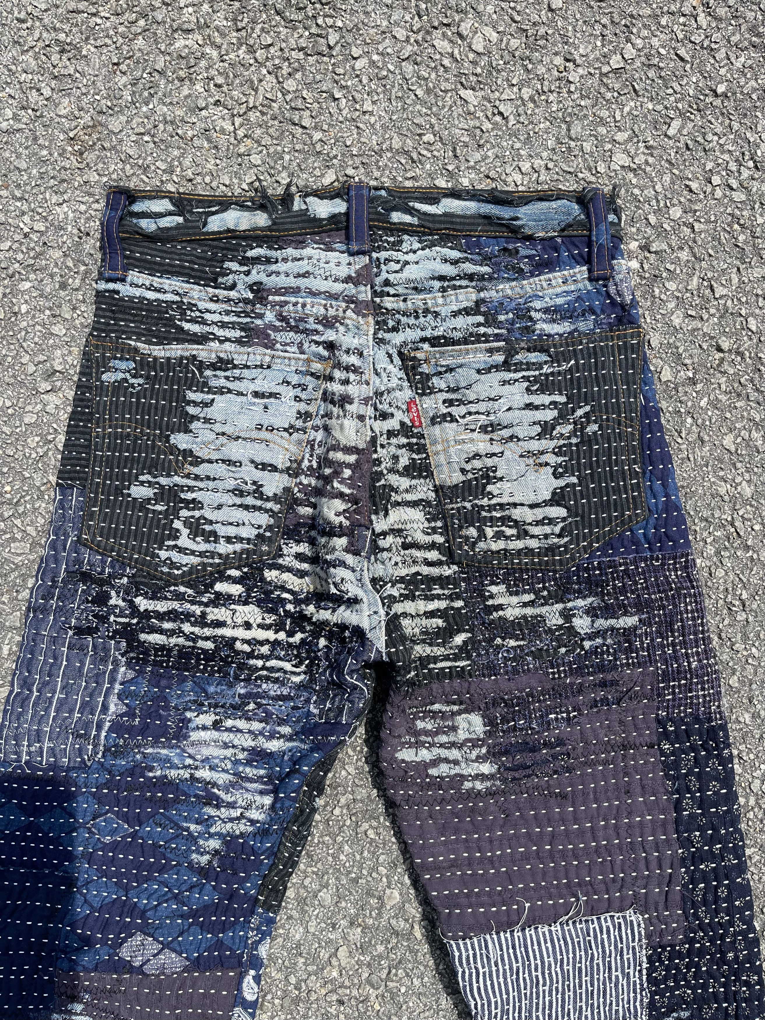 Le Grande Bleu (L.G.B.) × Levi's Vintage Clothing × Vintage Vtg Levis Custom Sashiko Boro Kapital Style Single Number Size US 29 - 8 Thumbnail