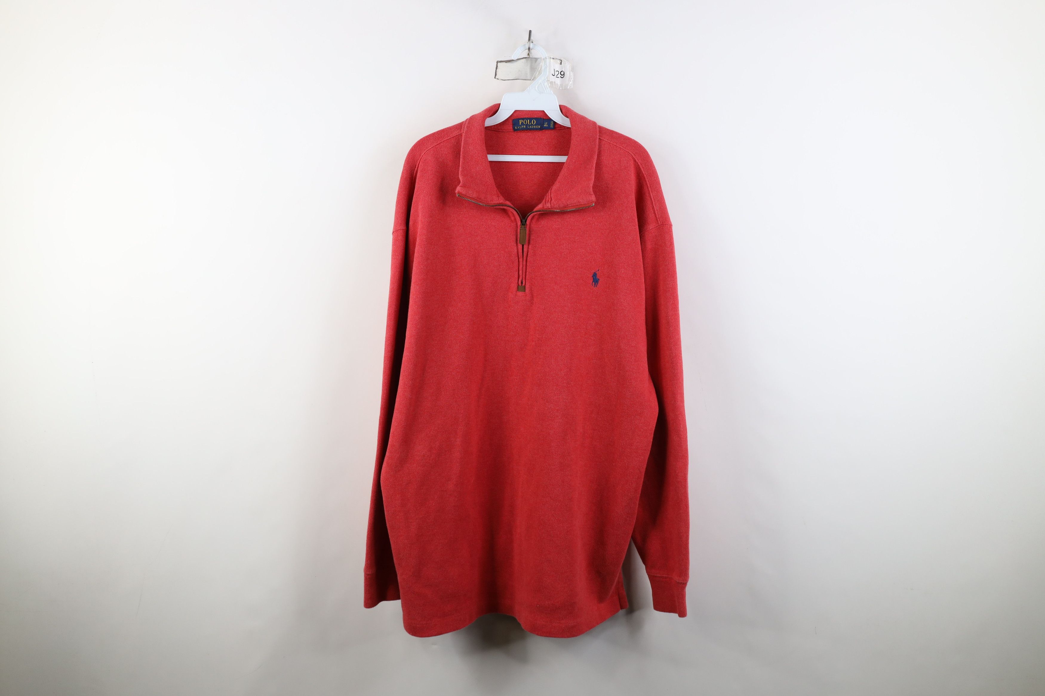 Ralph Lauren Vintage Y2K Ralph Lauren Ribbed Knit Half Zip Sweater Red Size US L / EU 52-54 / 3 - 1 Thumbnail