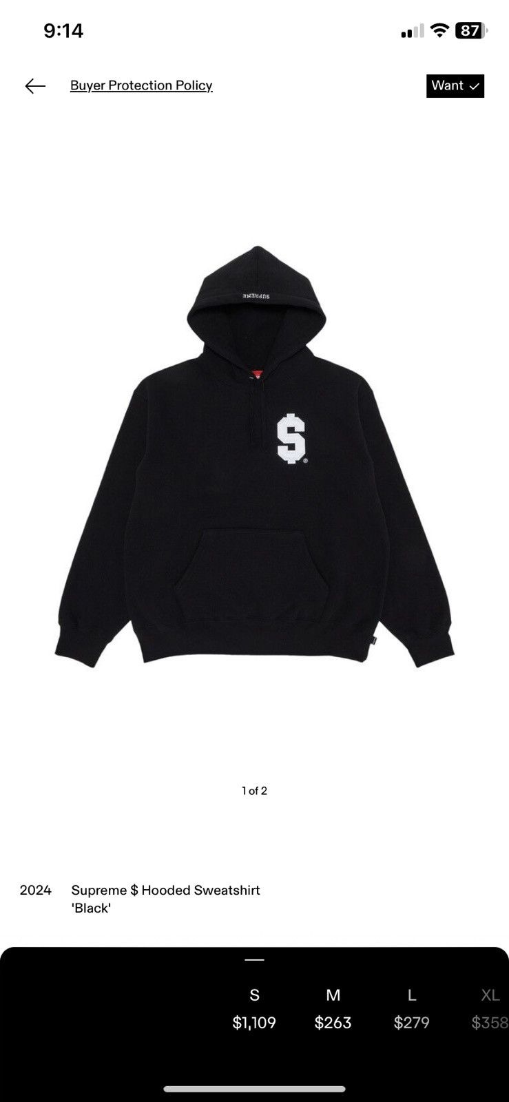 Supreme Supreme #Hooded Sweatshirt 'Black' Size US S / EU 44-46 / 1 - 7 Thumbnail