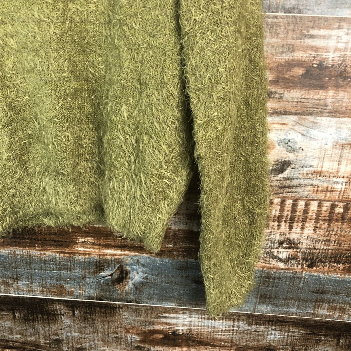 Vintage DL Mounior Green Mohair shaggy fur Knitwear #C404 Size M / US 6-8 / IT 42-44 - 16 Thumbnail