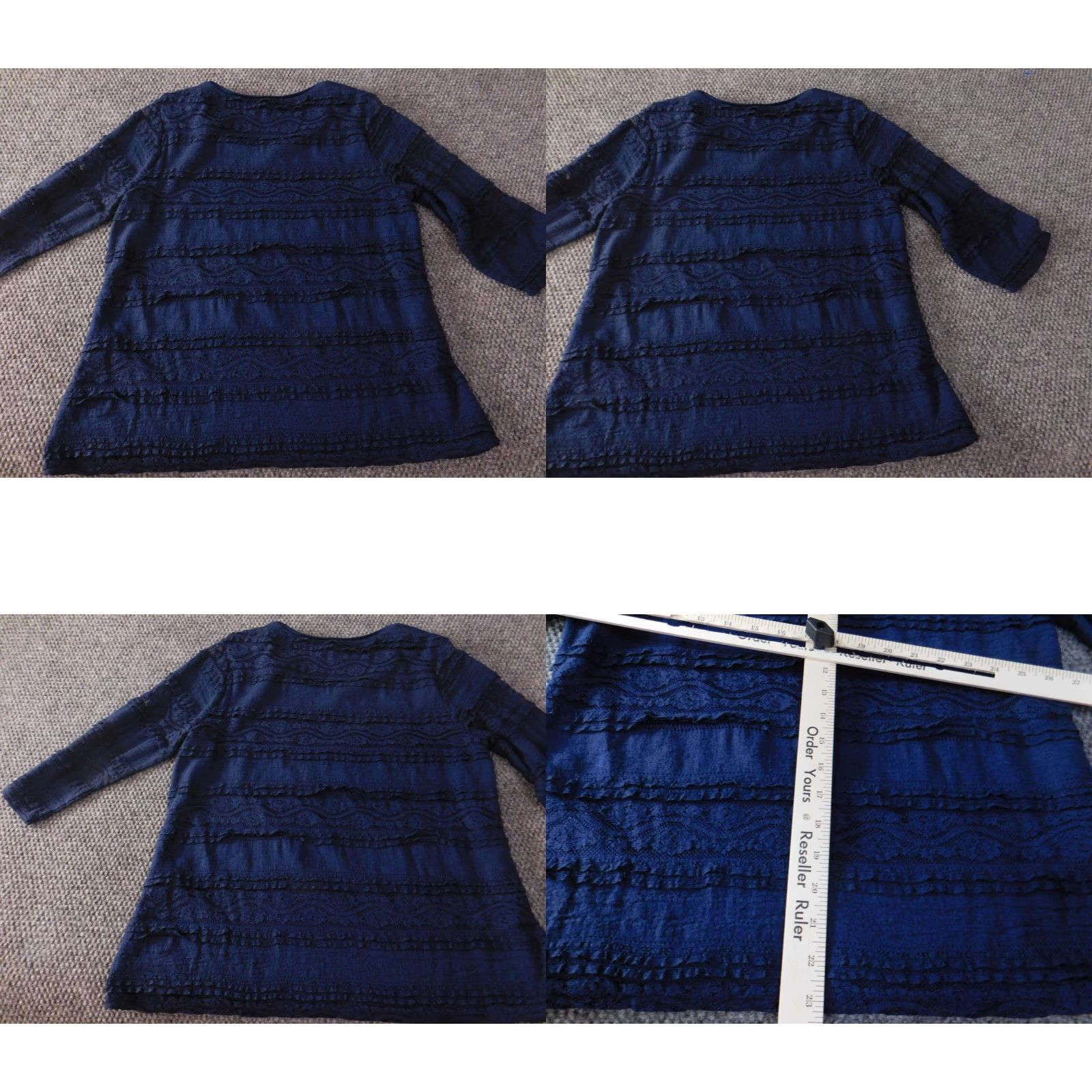 Vintage Westport Womens Blouse L Blue Crew Neck Pullover Stretch Ruffles Short to Long Sleeve Casual Top Size L / US 10 / IT 46 - 8 Thumbnail