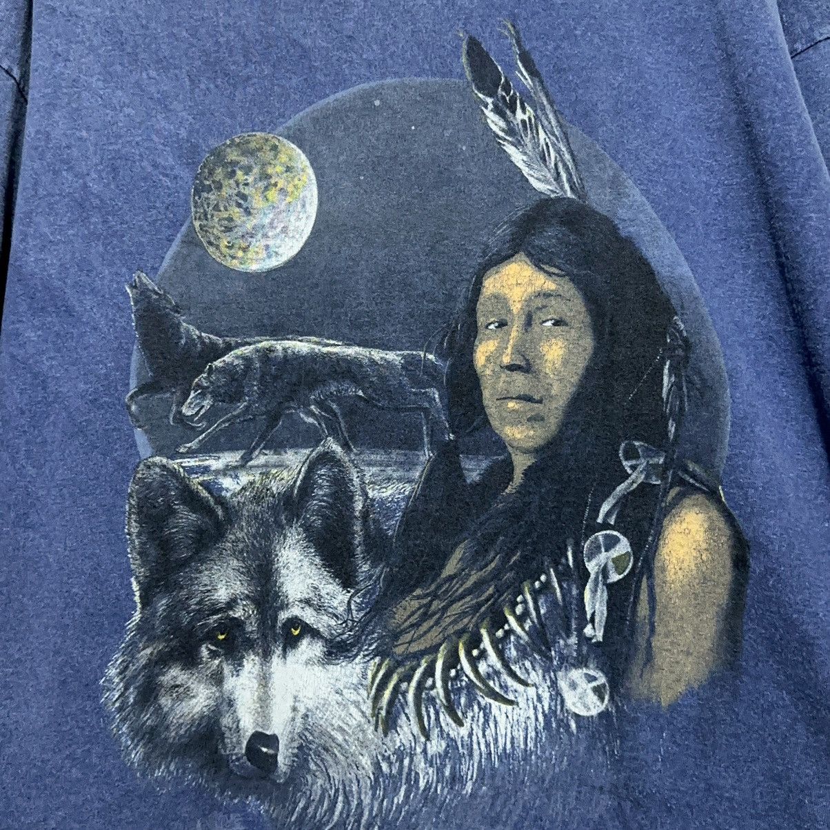 The Mountain Vintage Native American Native Land Wolf Graphic Tee Large Size US XL / EU 56 / 4 - 3 Thumbnail