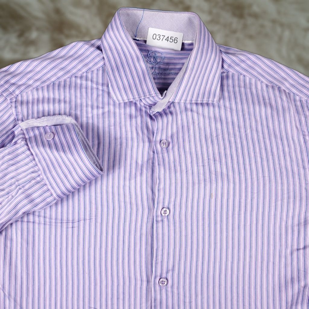 BUGATCHI Bugatchi Uomo Shirt Men's Medium Purple Striped Button-Up Long Sleeve Casual Workwear Size US M / EU 48-50 / 2 - 1 Thumbnail