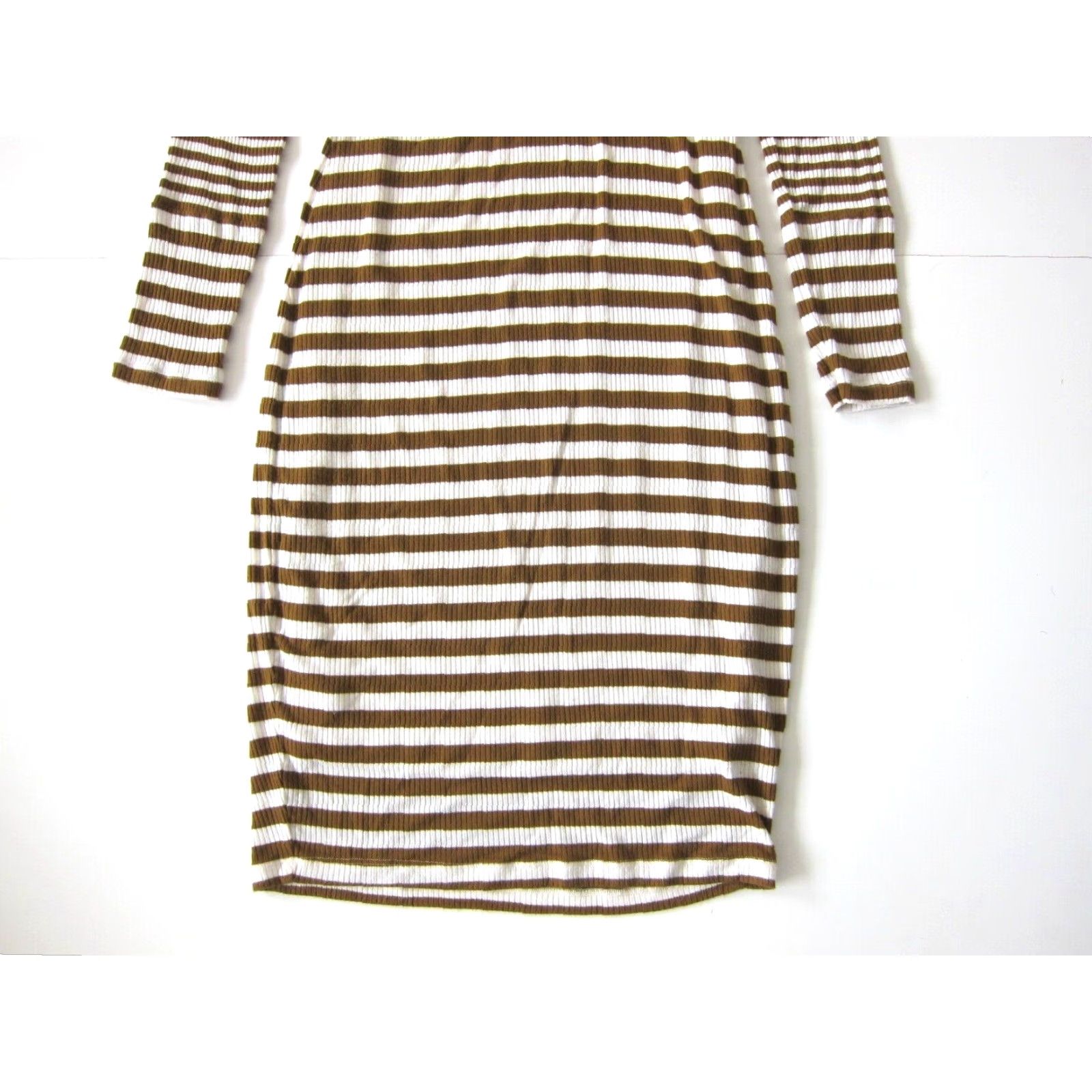 Vintage Down East Stripe Jersey Stretch Long Sleeve Sheath Tunic Dress XS Brown Ivory Stripe Dress, Women's, Regular, Midi, Kaftan/Shift/Shirt Dress Style Size XS / US 0-2 / IT 36-38 - 6 Thumbnail
