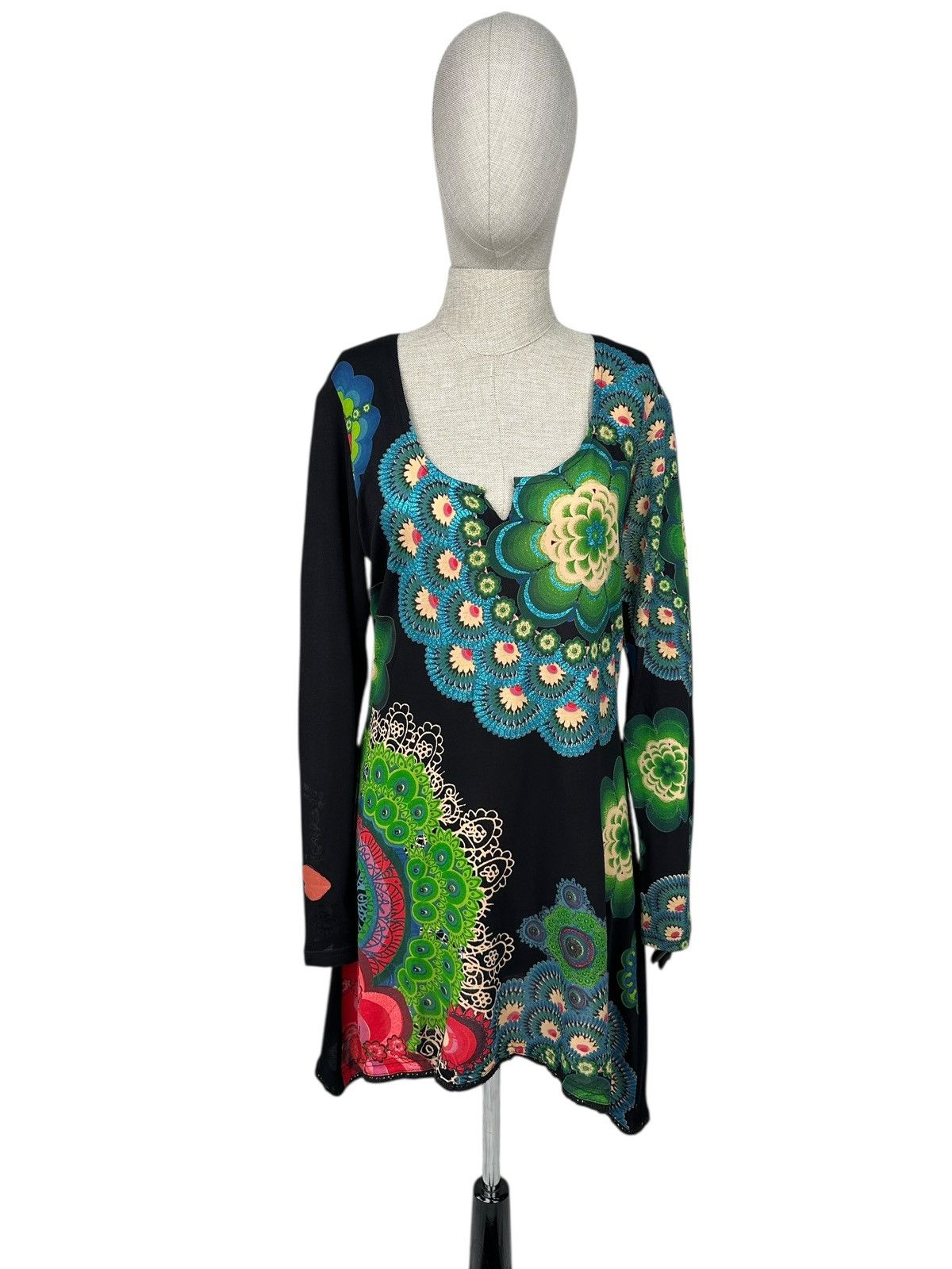 Desigual DESIGUAL Floral Print Long Sleeve Dress 100% Viscose size L Size L / US 10 / IT 46 - 1 Thumbnail