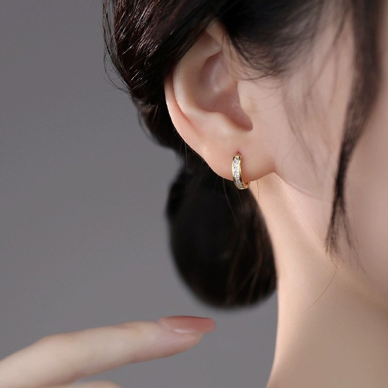 Other CZ Small Gold Hoop Earrings for Women Men Size ONE SIZE - 3 Thumbnail
