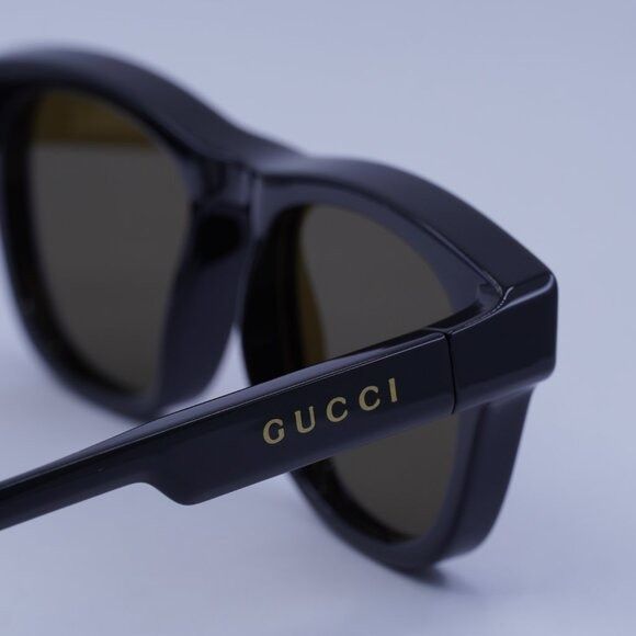 Gucci Gucci GG1238S 001 Sunglasses Black Square Frame, Brown Size ONE SIZE - 5 Thumbnail