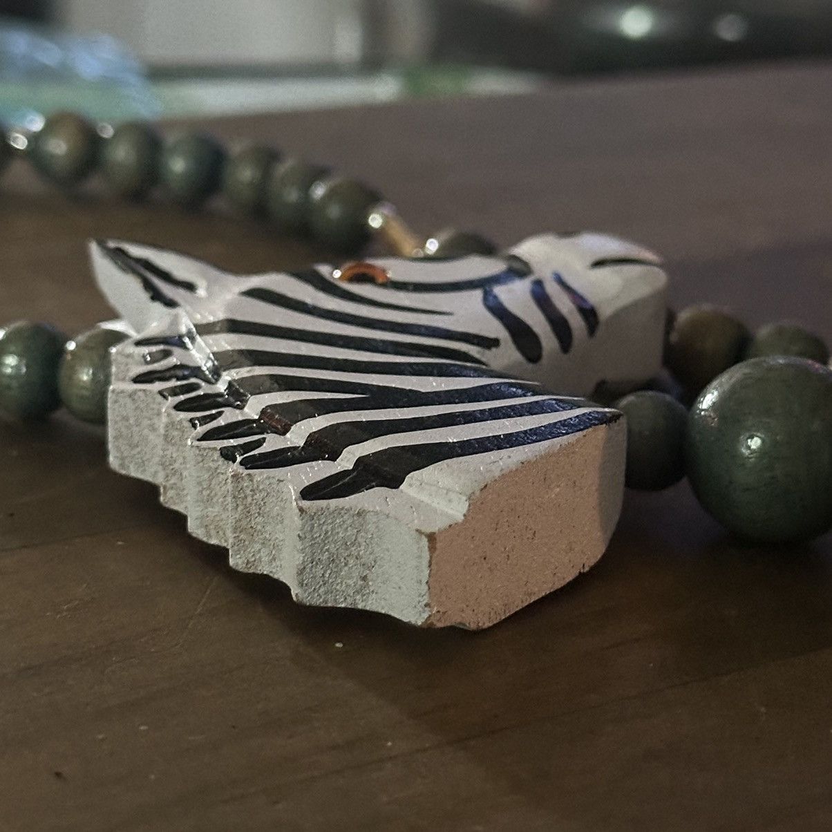 Vintage Vintage chunky wooden bead and zebra head necklace Size ONE SIZE - 6 Thumbnail