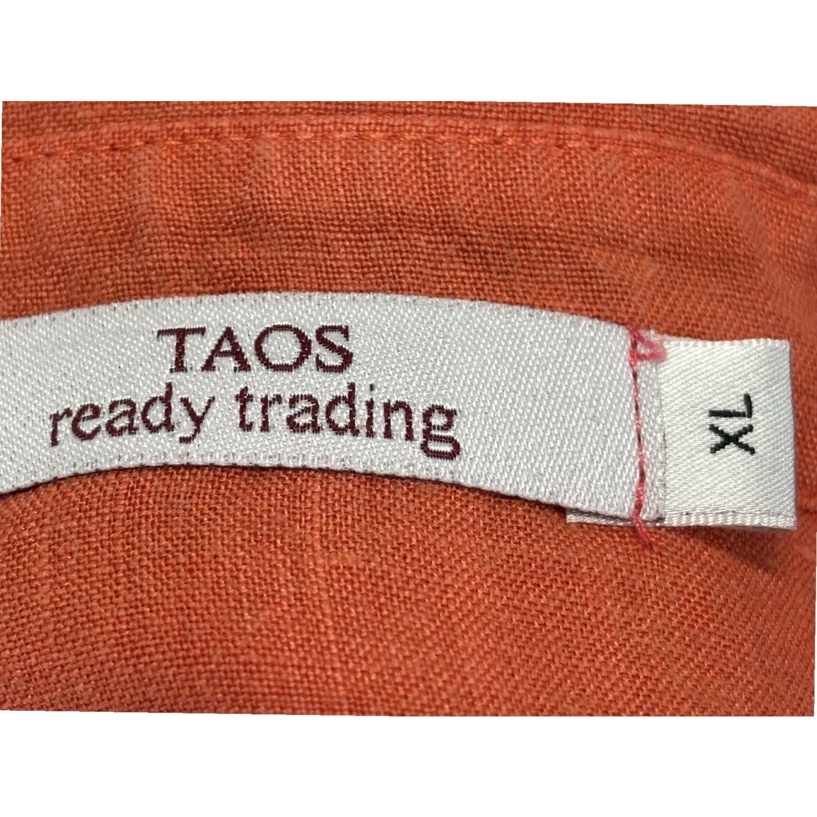 Taos VINTAGE Taos Ready Trading 100% Linen Women's Tunic Top Shirt XL Long Sleeve Collared Orange Pink Button Up Size XL / US 12-14 / IT 48-50 - 6 Thumbnail