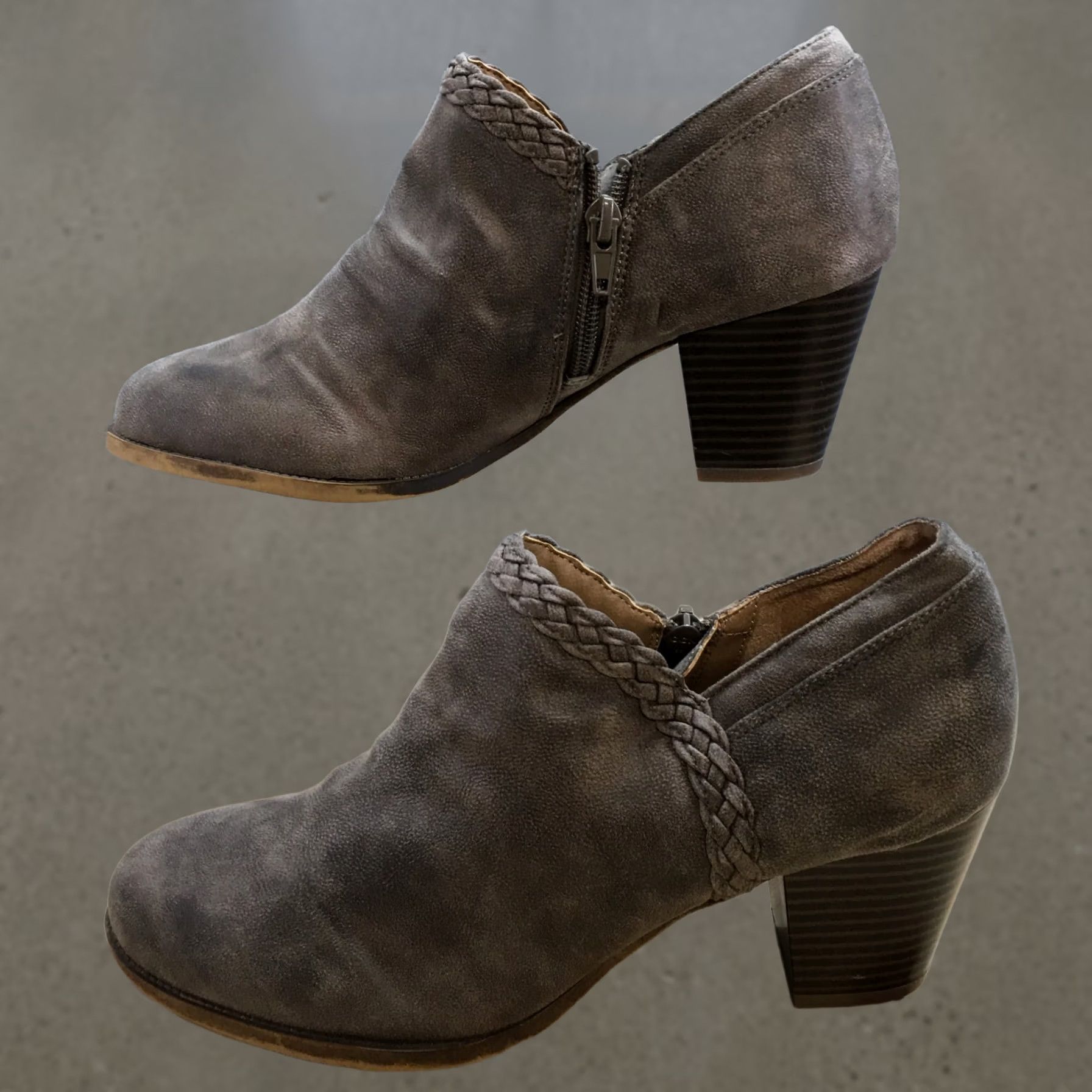 Vintage LifeStride Jacinda Boots Womens 8.5 M Brown Faux Suede Side Zip Bootie Heel 2 in Casual Oblique Style Boots Womens Brown LifeStride Jacinda Boots Size US 9 / IT 39 - 1 Thumbnail