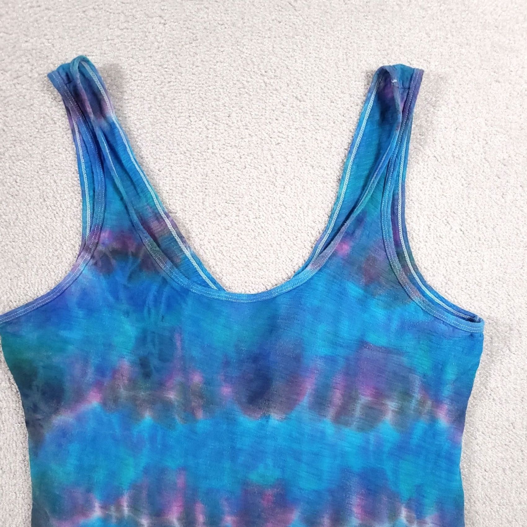 Champion VINTAGE Champion Tie Dye Muscle Tank Top Shirt Women's M Blue Scoop Neck V Back Shirt Size M / US 6-8 / IT 42-44 - 3 Thumbnail