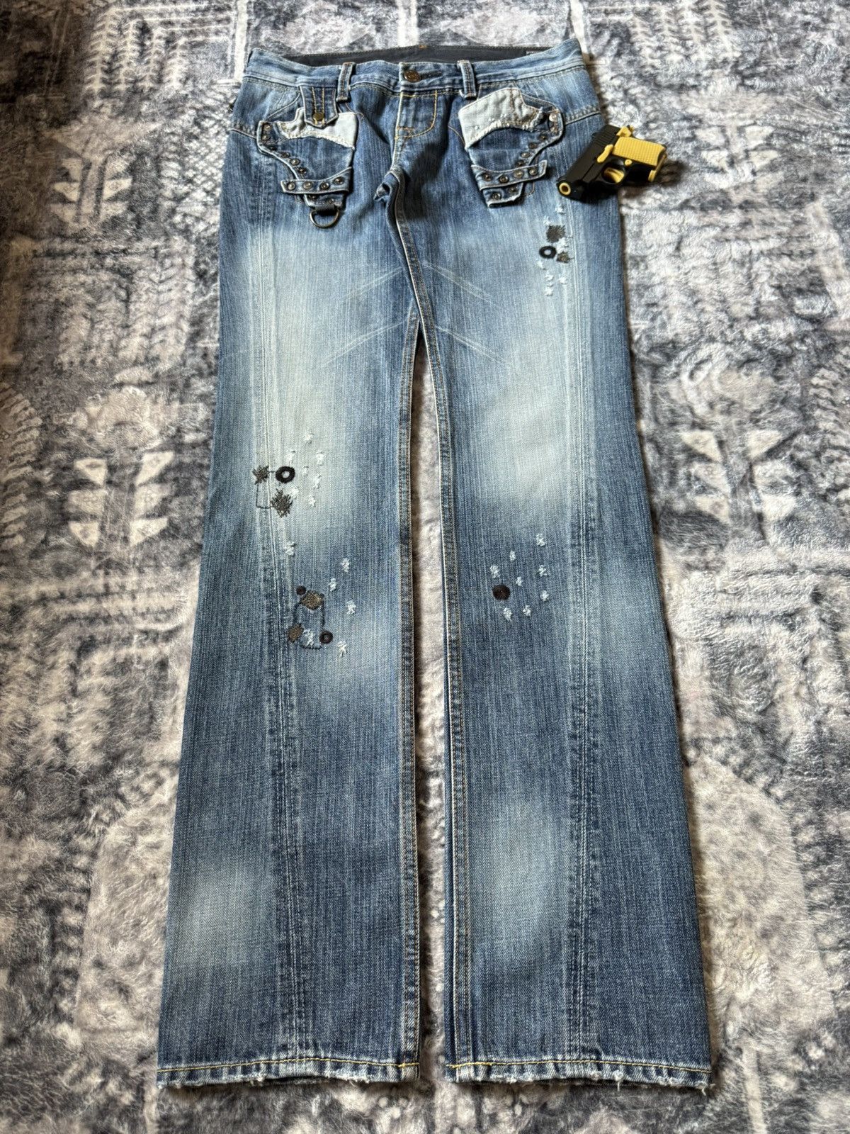 Hysteric Glamour × Japanese Brand Bartack Japan Asymmetrical Revolver Gun Pocket Jeans Size US 28 / EU 44 - 1 Thumbnail
