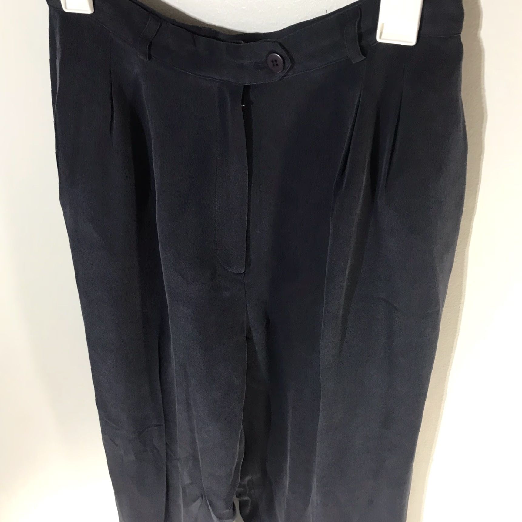 Vintage VINTAGE Parisian Signature Navy Silk Dress Pants Women’s Size 12 High Rise Business Casual Workwear Straight Leg Size 34" / US 12 / IT 48 - 2 Thumbnail