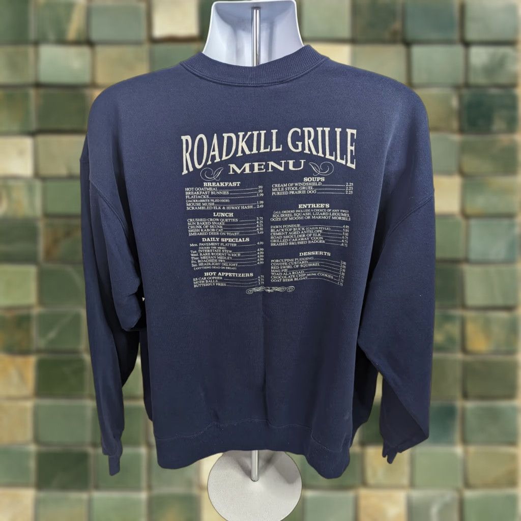 Hanes VINTAGE Hanes Road Kill Grille Sweatshirt Crewneck 2XL XXL Blue Distressed Men Size XL? Size US XXL / EU 58 / 5 - 1 Thumbnail