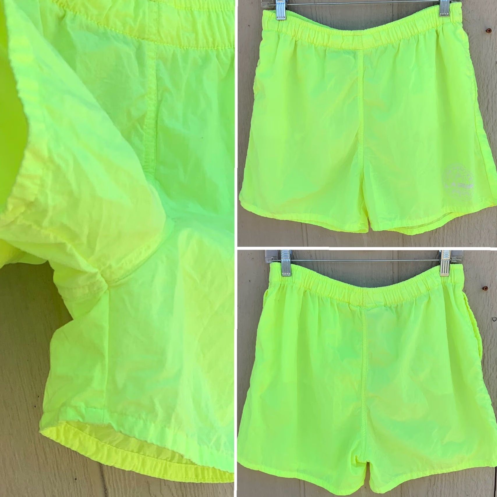 La Gear VINTAGE LA GEAR shorts neon yellow nylon windbreaker fabric size M Size US 31 - 3 Thumbnail
