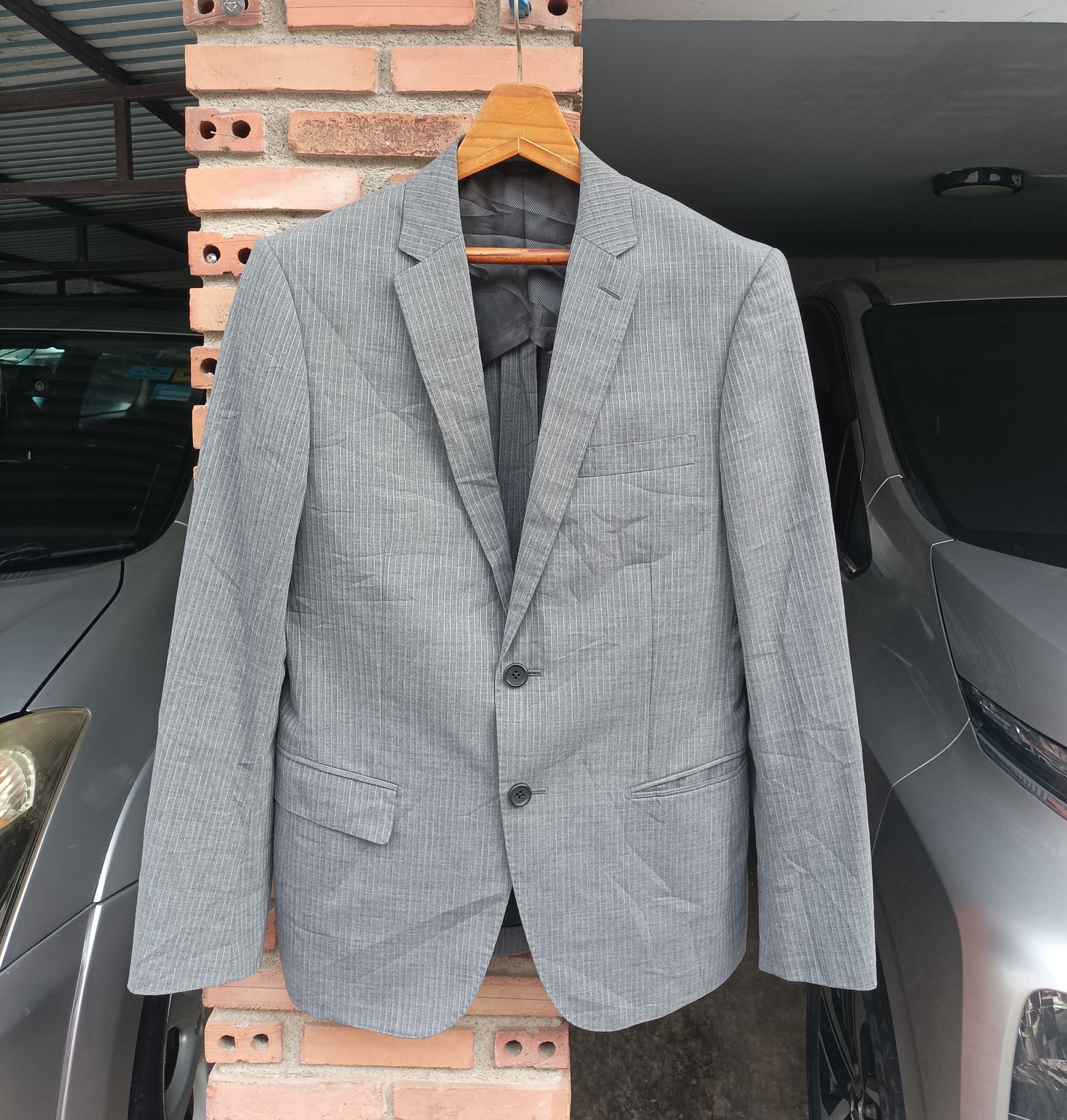 Yohji Yamamoto (J884) A.A.R. Limited Edition Japan Gray Strip Jacket Size 36R - 1 Thumbnail