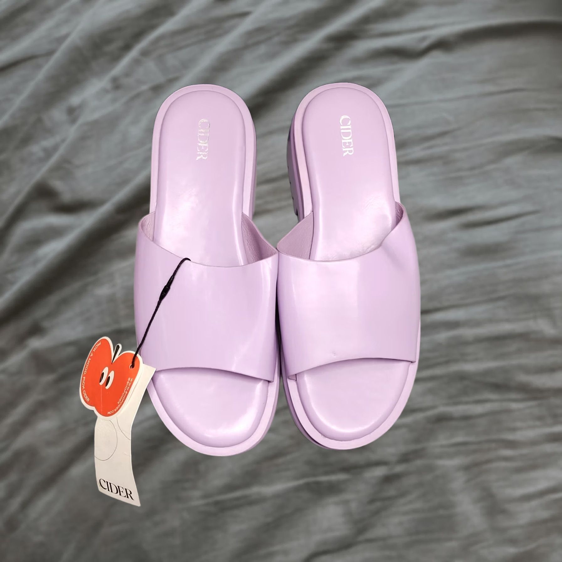 Cider Cider Single Band Slippers Womens US 10 Purple Faux Leather Block Heel Open Toe Size US 10 / IT 40 - 1 Thumbnail