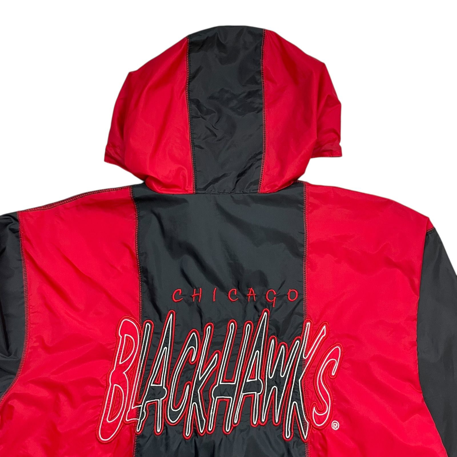 NHL × Starter × Vintage 90s CHICAGO BLACKHAWKS HOODED PULLOVER JACKET WINDBREAKER Size US S / EU 44-46 / 1 - 4 Thumbnail