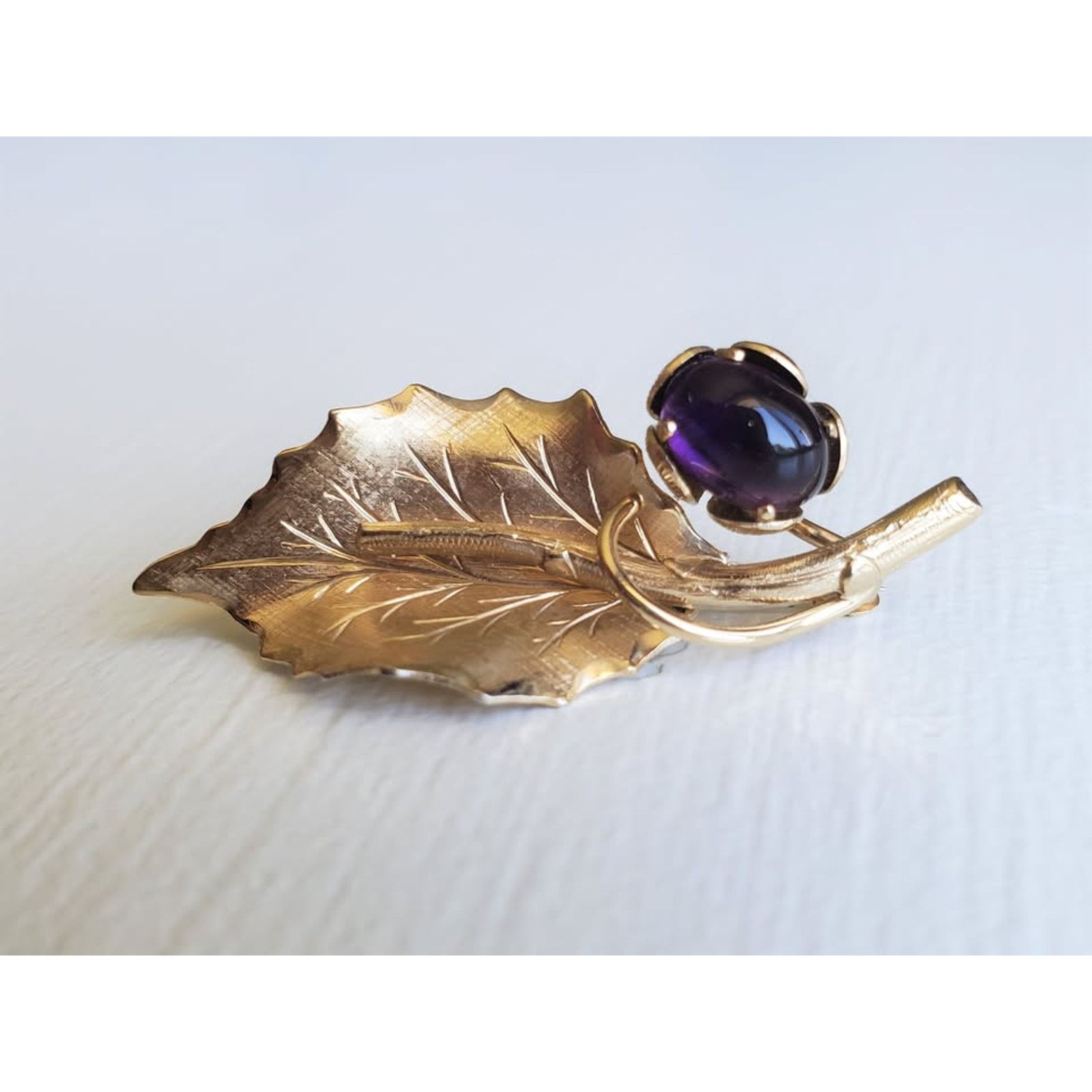 Unknown London Vintage Amethyst Floral Gold-Fill Brooch Set – Made by Wells Size ONE SIZE - 2 Thumbnail