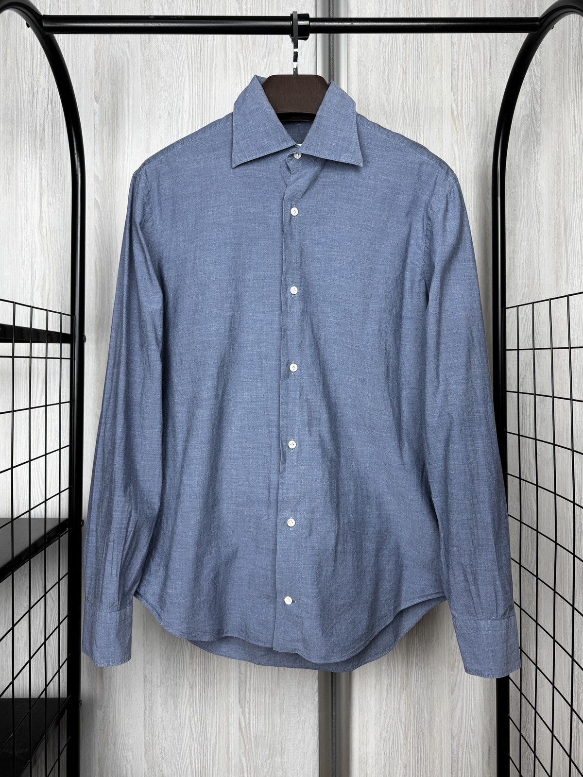 Other Sannino Napoli blue cotton solid classic ls shirt size 16 41 Size US L / EU 52-54 / 3 - 2 Thumbnail