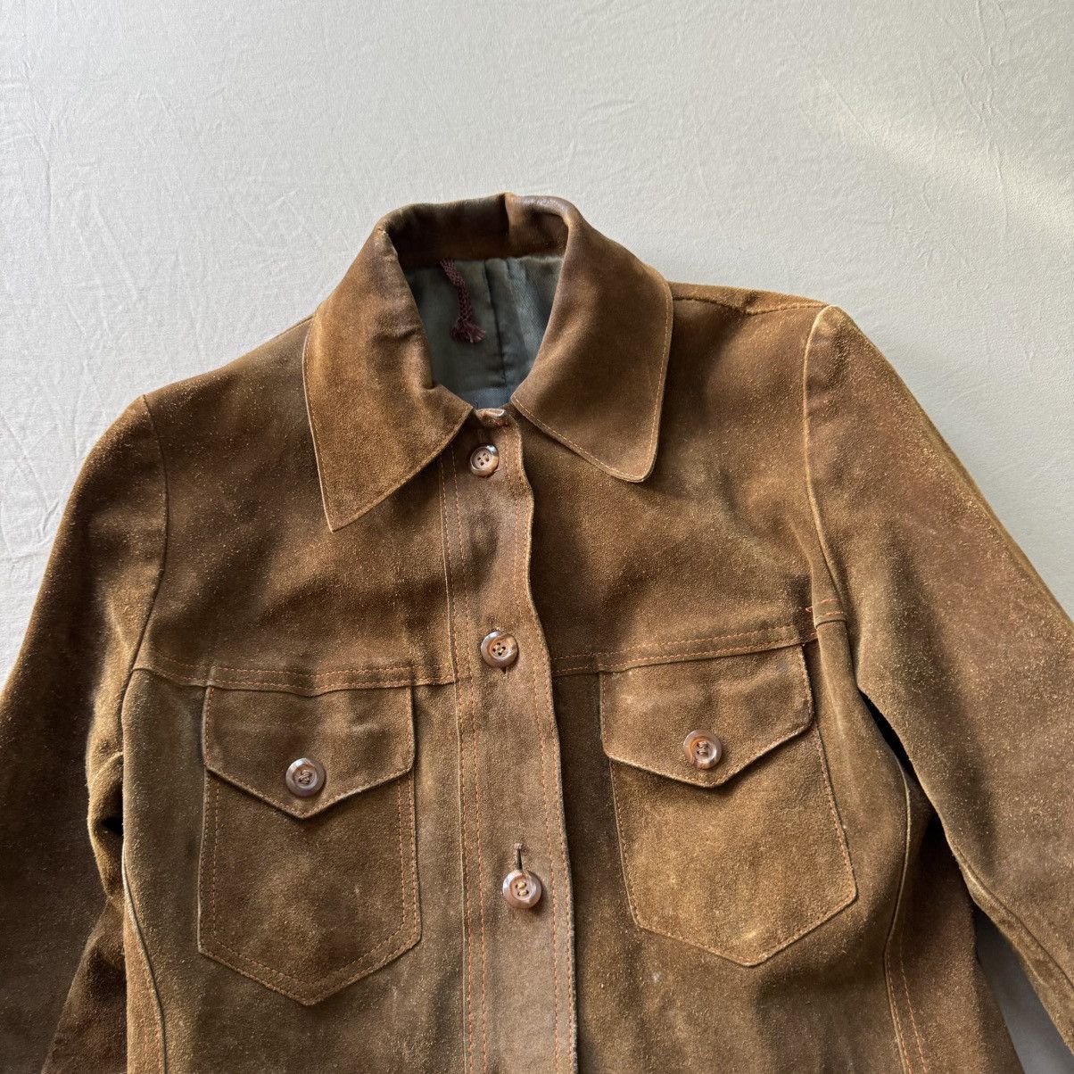 Other Vintage Rigid Suede Leather Jacket Size S / US 4 / IT 40 - 3 Thumbnail