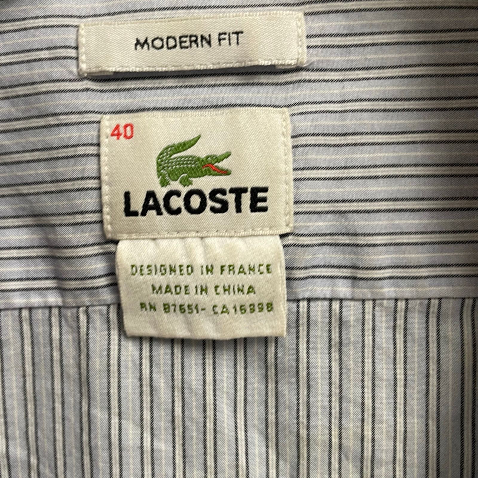 Lacoste Lacoste SZ 40 Mens Blue Striped Button Shirt Preppy Medium Size US M / EU 48-50 / 2 - 3 Thumbnail
