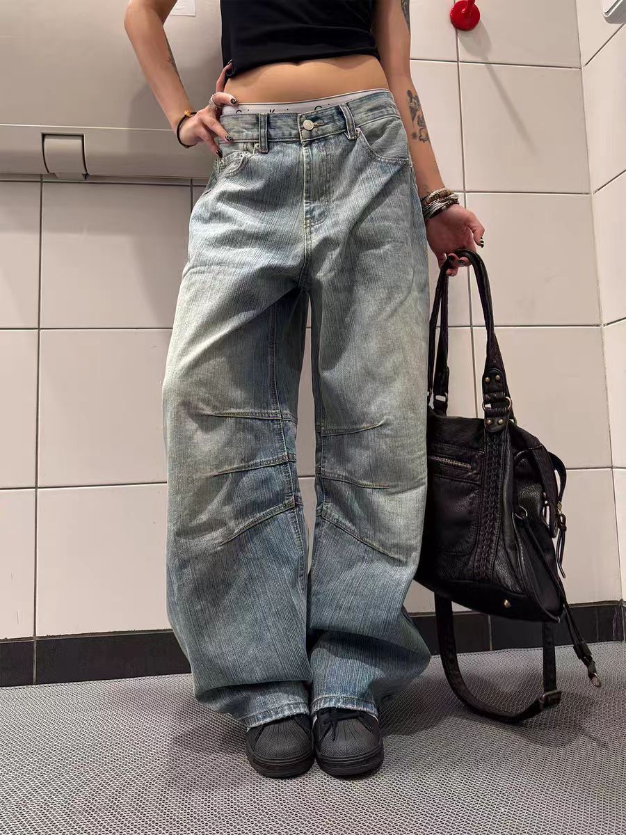 Jean Blue loose-fitting wide-leg jeans Size US 30 / EU 46 - 2 Thumbnail