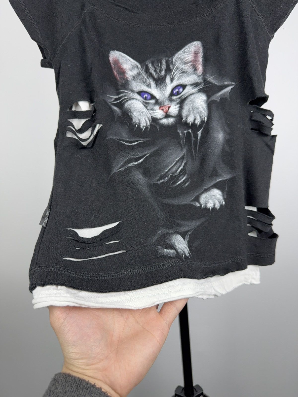 Vintage Spiral Direct Goth Opium Cat Graphic Distressed Tee Y2K Alt Size XL / US 12-14 / IT 48-50 - 8 Thumbnail