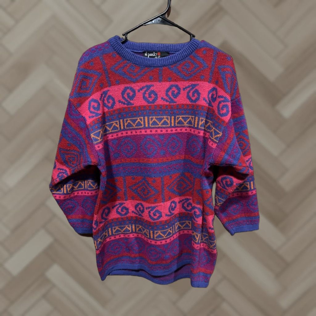 Vintage VINTAGE Giorgio di Firenze Sweater Mens Pullover Knit Crew Neck Long Sleeve Pink Purple Red Size US L / EU 52-54 / 3 - 1 Thumbnail