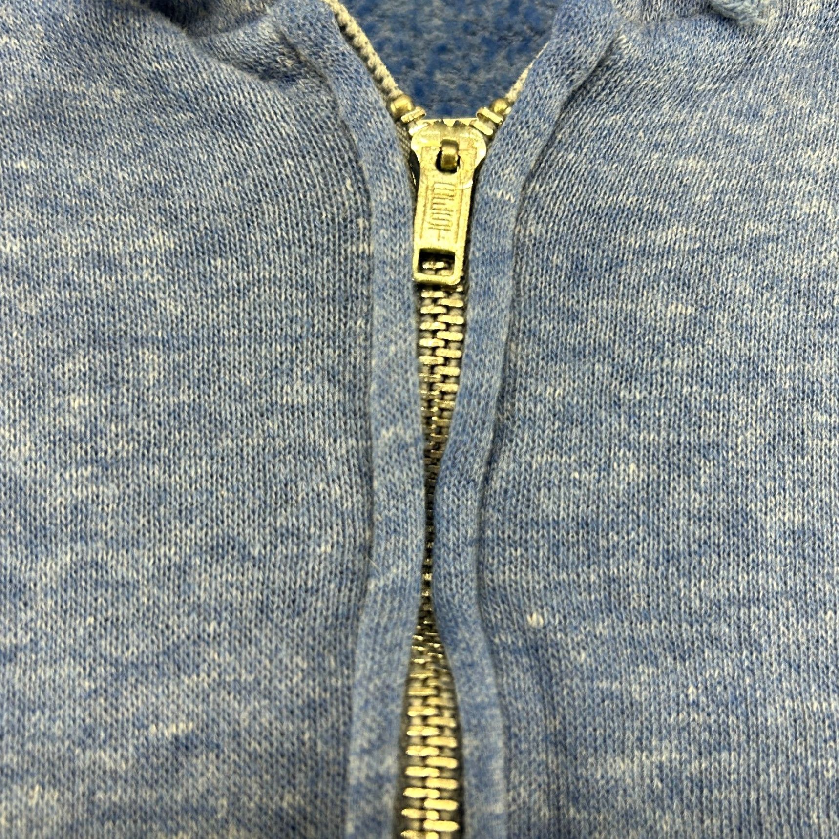 Vintage VINTAGE 70s Full Zip Hoodie Mens L Blue Cotton Polyester Fleece Sweatshirt 90s Logo Sun Faded Good pre-owned condition Size US L / EU 52-54 / 3 - 4 Thumbnail