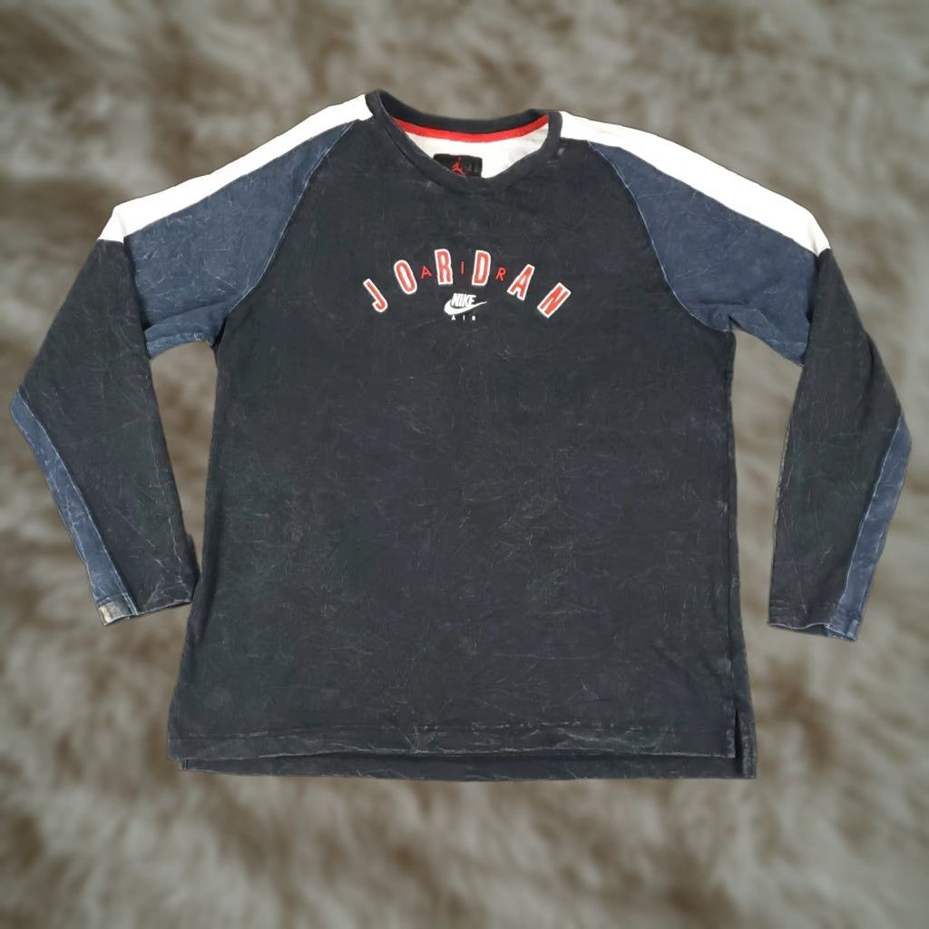 Jordan Brand Jordan T Shirt Mens Size XL Black Gray Blue Casual Long Sleeve Stained Size US XL / EU 56 / 4 - 1 Thumbnail