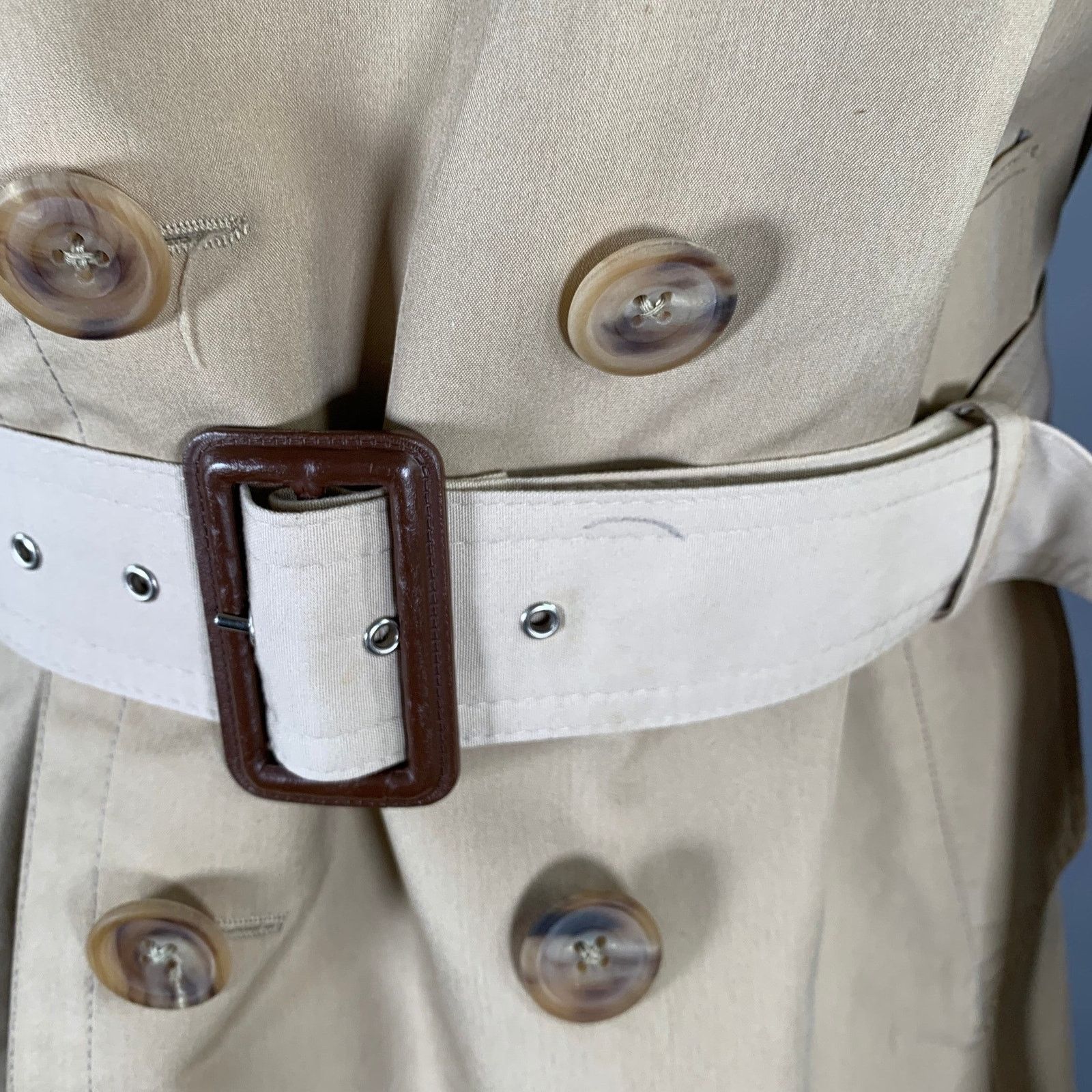 Cerruti 1881 CERRUTI Size S Khaki Cotton Blend Belted Trench Coat Size S / US 4 / IT 40 - 6 Thumbnail