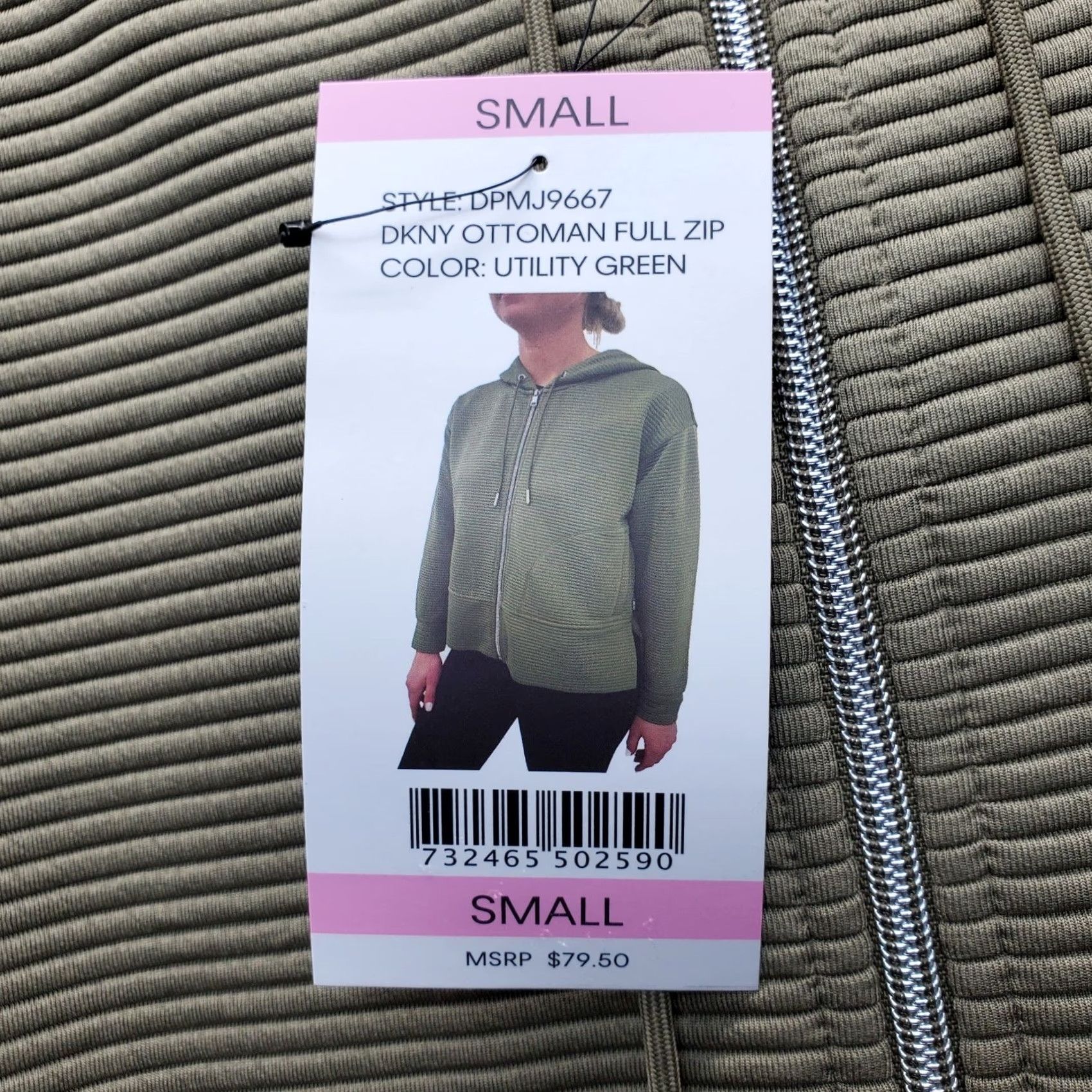 DKNY DKNY Womens Hooded Jacket Green Small - Size S - Pockets - Ribbed Soft Ottoman Tech - Casual Outerwear - Jacket Size S / US 4 / IT 40 - 6 Thumbnail