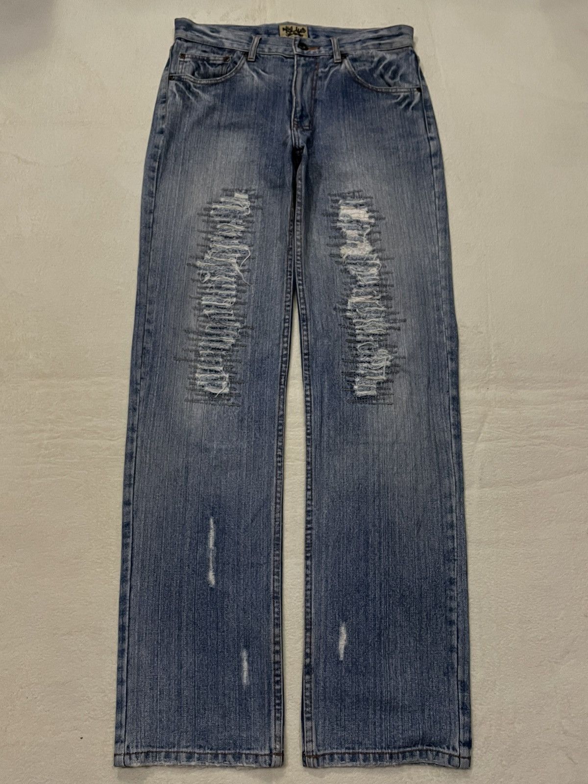 Japanese Brand Vintage Nylaus Jeans Distress Ripped Faded Denim Size US 32 / EU 48 - 1 Thumbnail