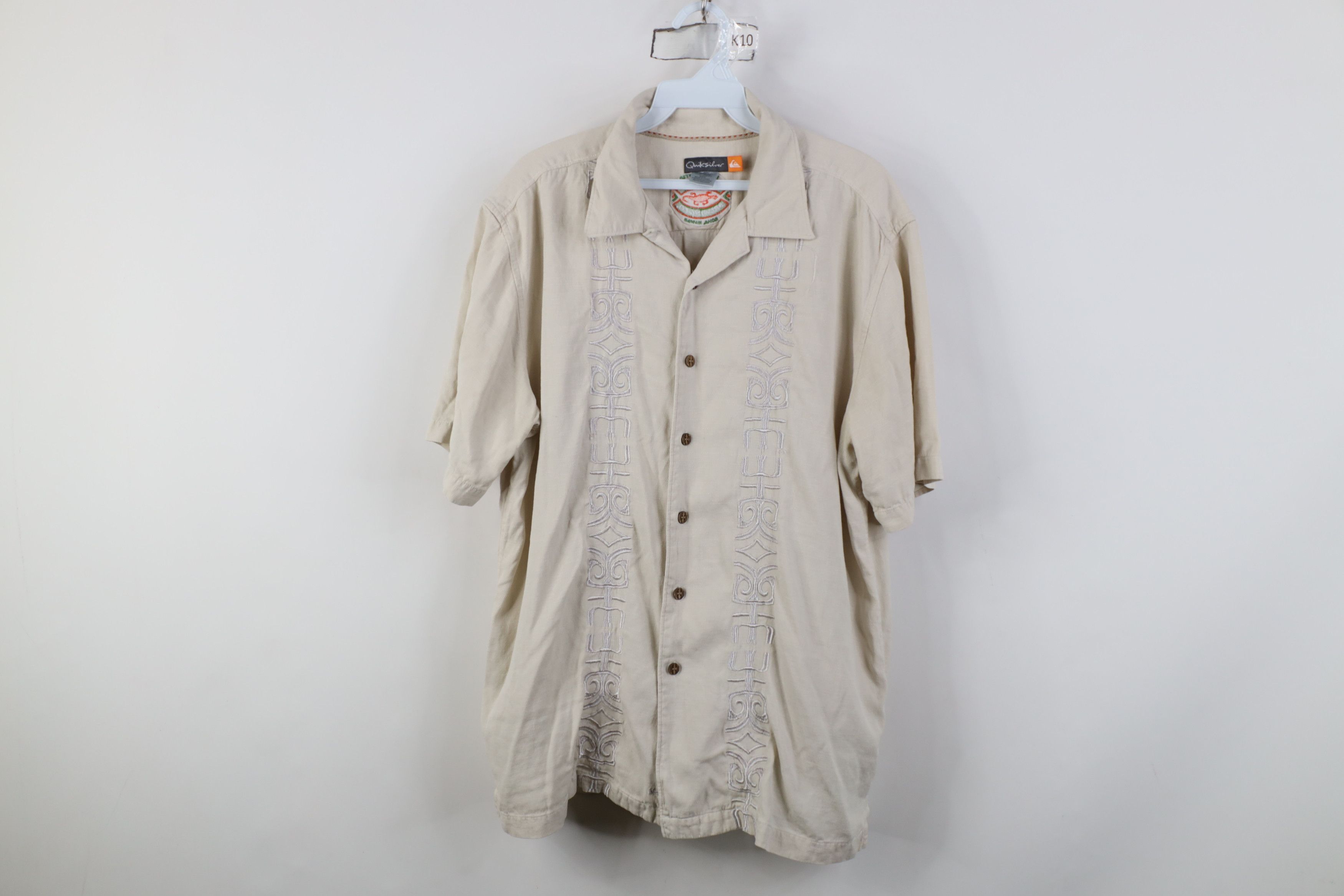 Quiksilver Vintage Quiksilver Surfing Silk Tribal Camp Button Shirt Size US M / EU 48-50 / 2 - 1 Thumbnail