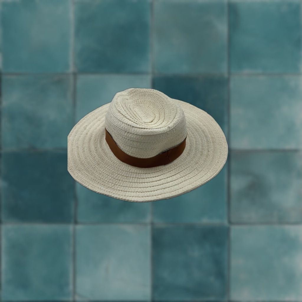 Madewell Madewell Hat Wide Brim Womens Small Medium Ivory Straw Sun Brown Band Beach S/M Size ONE SIZE - 1 Thumbnail